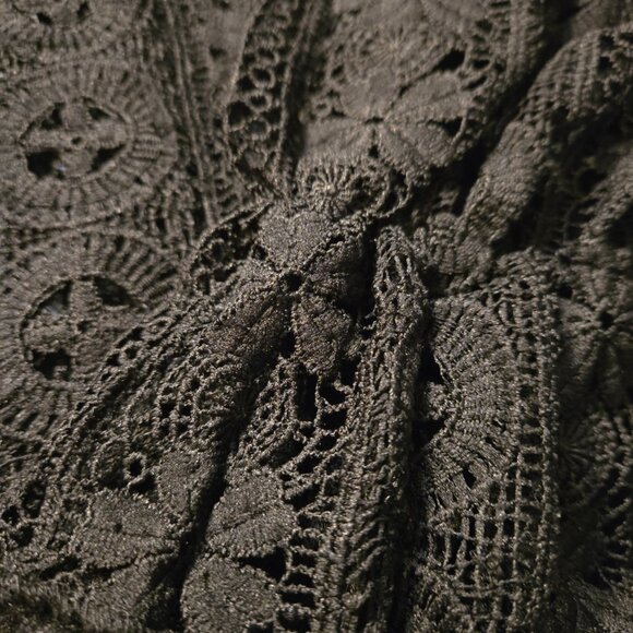 NEW Sezane Style Black Lace Ruffle Long Sleeve Blouse size XL 12 - Picture 7 of 7